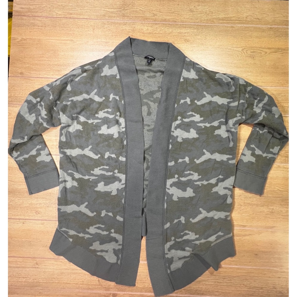 EXPRESS Women's Camouflage Open Front Cardigan Sweater‎ XL